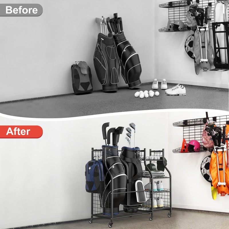 WALMANN Garage Golf Bag Storage Organizer Stand, Extra Large Golf