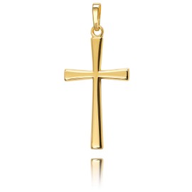 JEVELION Pendant Cross Elegant Gold Cross for Women, Men and Children as a Necklace Pendant + Jewellery Case, Gold-plated