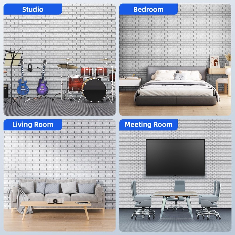12 Pack Acoustic Panels with Self Adhesive, 12" X 12"