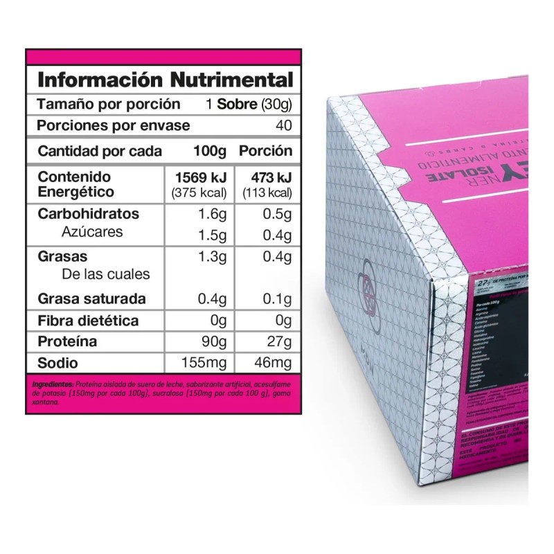 Proteína Aislada WheyNer Isolate MDN Sports Pack 40 Sobres 30g