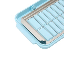 Butter Cutter Container, Stainless Steel Butter Cutter Box, Cheese Storage Container with Transparent Lid for Kitchen (Blue)