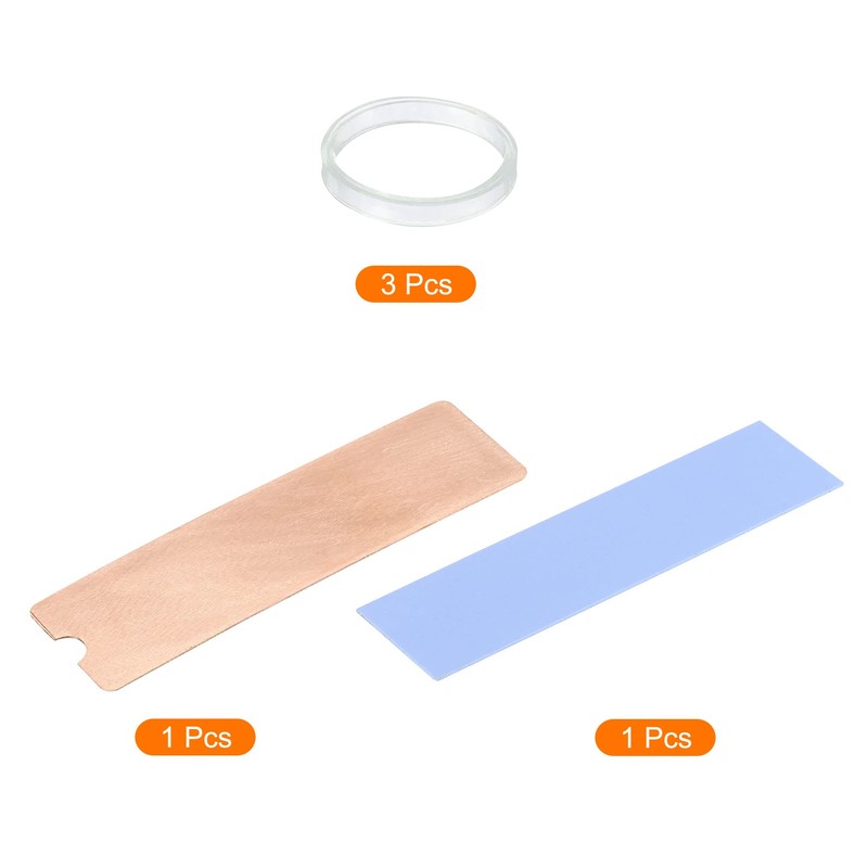 sourcing map Copper Heat Sink with Thermal Pad Rubber Ring