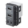 Sanwa Supply TAP-KJUSB2AC1GY Embedded USB Power Outlet with AC Gray