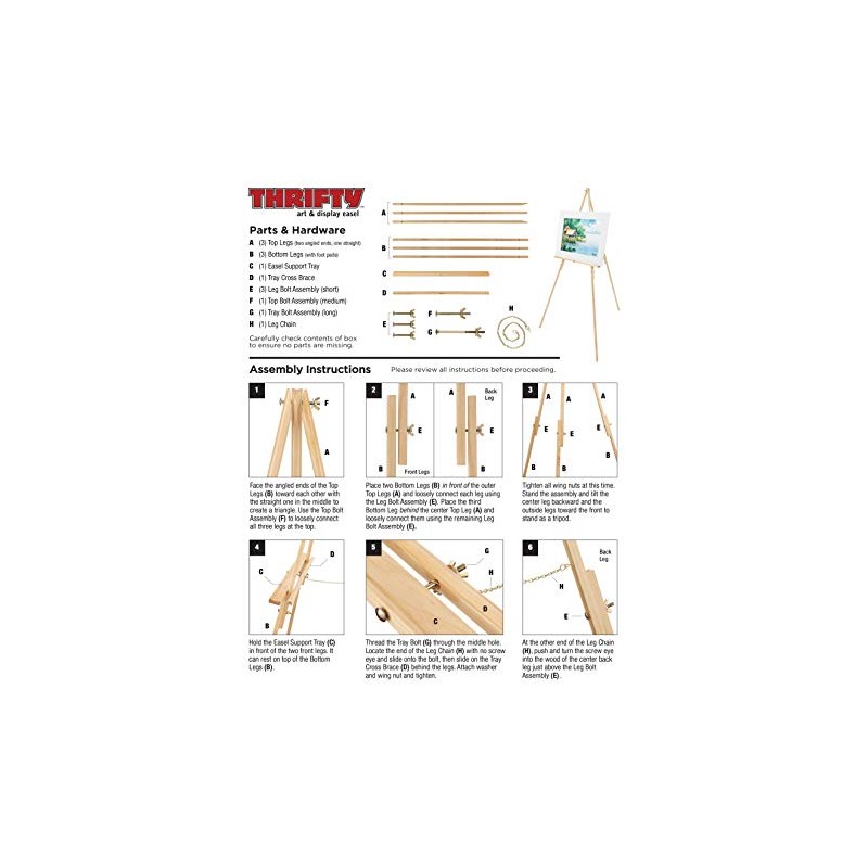 Creative Mark Thrifty Wood Tripod Display Easel Stand for Painting
