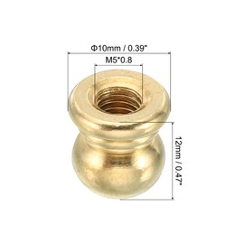 PATIKIL M5x0.8 Thread Brass Cap Nuts Knob, 10 Pack Lamp Finial Decoration Screw Caps Nut Handle Knob Decoration for Lighting Furniture Cabinet, 10mm