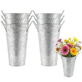 HAKZEON 6 Paquete de 10 Pulgadas jarrón de Metal galvanizado, rústico casa de Campo Alto jarrón de Flores de Metal galvanizado para la Boda, Mesa, decoración del hogar