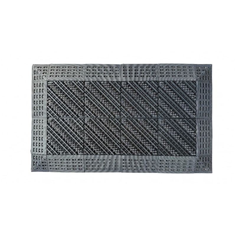 BOVEU Heavy-Duty Outdoor Door Mat Shoe Brush Scraper– Modular Interlocking