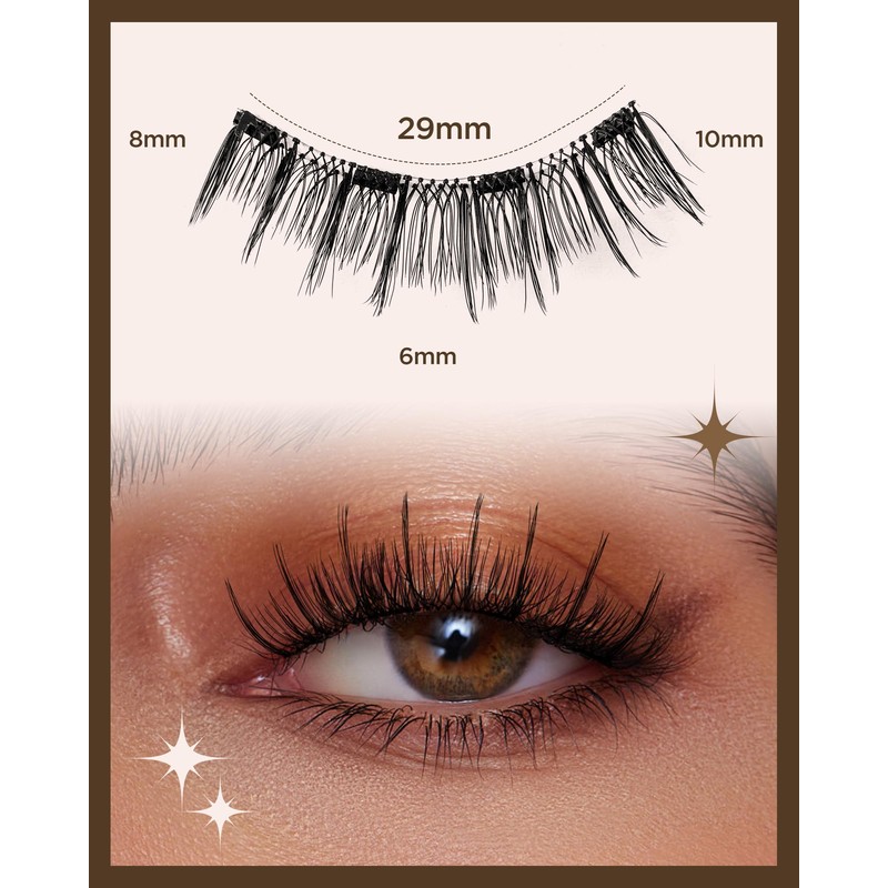 BEYELIAN Magnetic Eyelashes, 1 Pair Natural Look Reusable Magnetic Eyelashes