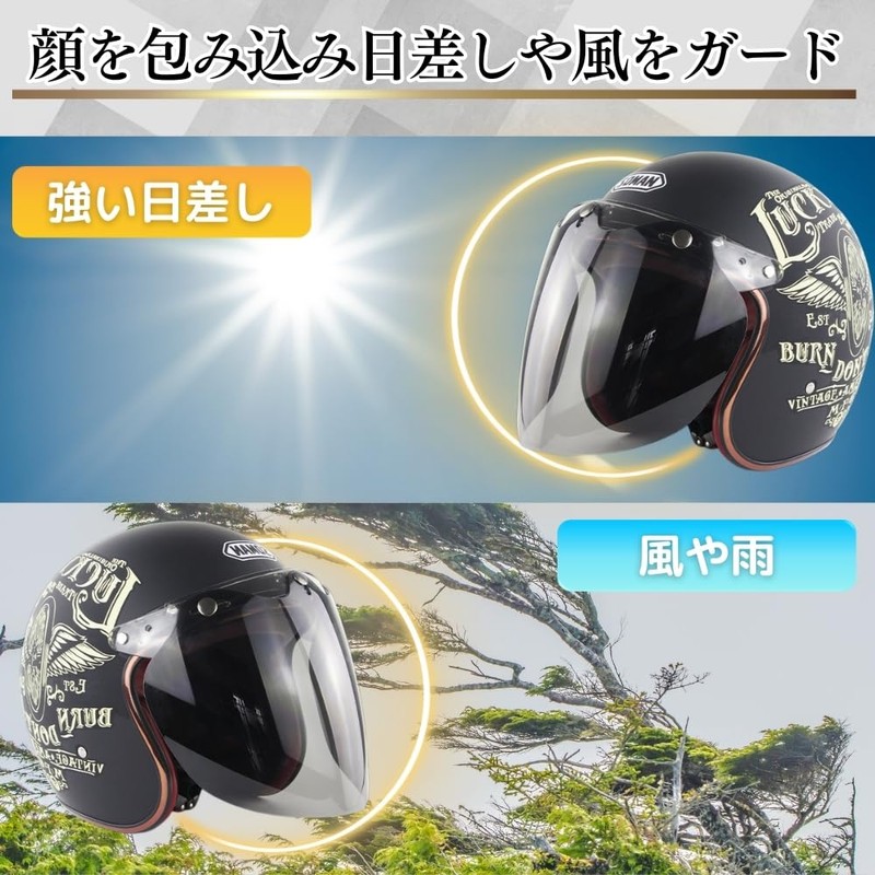 MAKUMINORS Helmet Shield Helmet Shield Bubble Jet Open Close Motorcycle