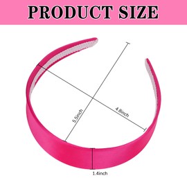 Casoty Rose Red Padded Headbands for Women Thin Satin Headband for Girls Head Bands for Women's Hair No Slip Hair Accessories for Women Girls