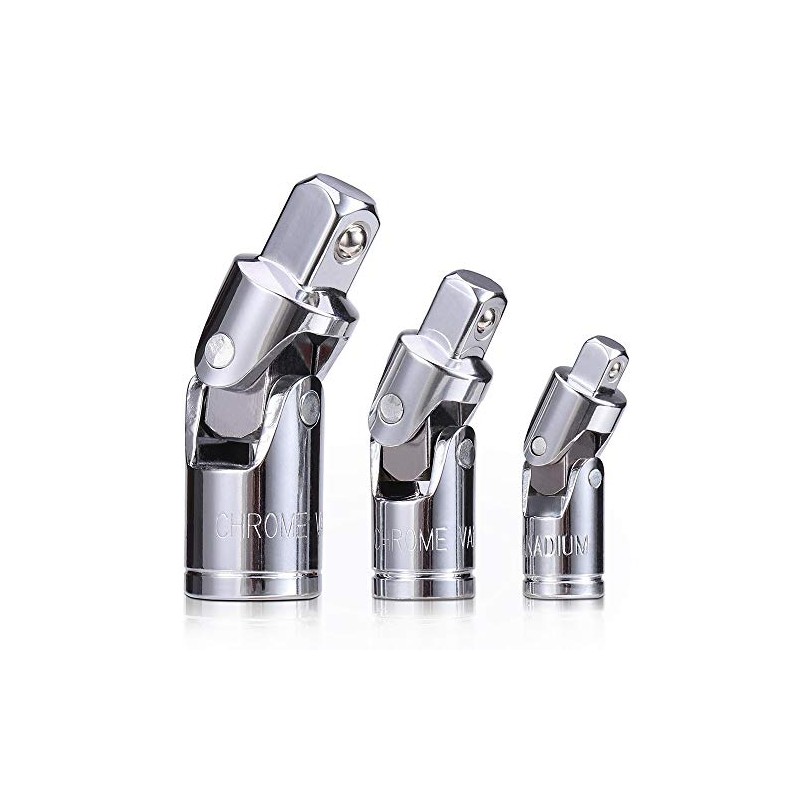 3PCS Universal Joint Socket Set, Chrome Vanadium Steel Swivel Socket