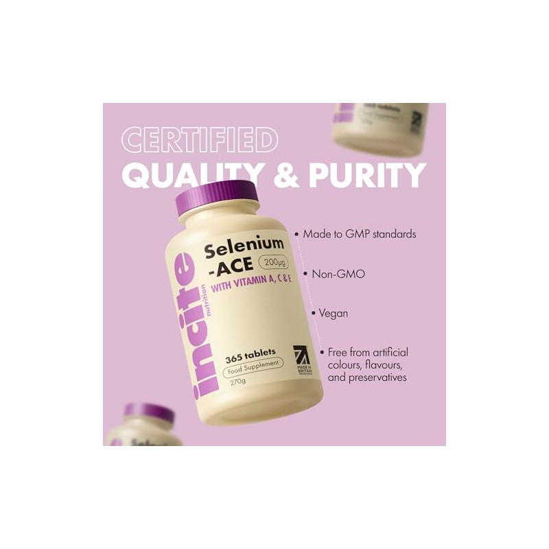 Incite Nutrition Incite Nutrition Selenium Tablets 200mcg. 12 Month Supply