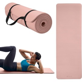 Gaiam Thick Yoga Mat, Exercise & Fitness Mat with Easy-Cinch Carrying Strap | Non-Slip NBR Foam | Joint Cushioning | Yoga, Pilates, Fitness & Floor