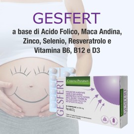 Gesfert, integratore a base di Acido Folico, Maca Andina, Zinco, Selenio, Resveratrolo e Vitamina B6, B12 e D3. Integratori Fertilità Femminile, 60 cpr - Cisbani Pharma