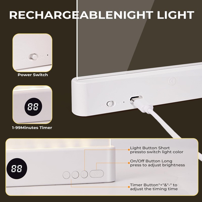 Book Light, Led Reading Book Light Page Rechargeable, Lumalit Flat