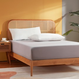 Sonive Fitted Sheet 90 x 200 cm, Bed Sheet Brushed Polyester Fibre Fitted Sheet 30 cm Deep Pocket, Light Grey