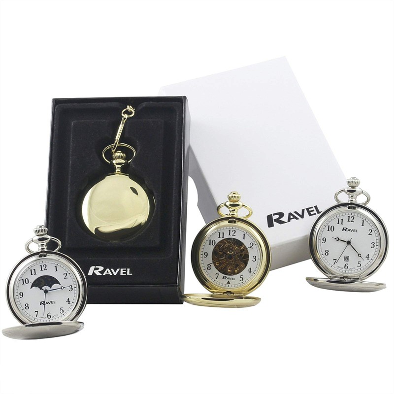 Ravel - Full-Hunter Pocket Watch - Silver Tone