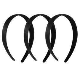 3 Pcs Satin Hairbands Solid Wide Padding Headband No Teeth Thick Simple Hair Hoop Boutique Styling Accessories Seamless Lightweight Hair Band for Women Teen Girls Carnival
