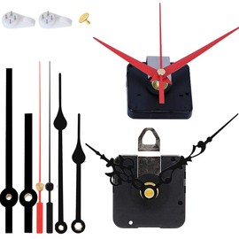 2 Pack Non Ticking Wall Clock Movements Mechanism with 4 Pack Styles of Hands Quartz Motor Kit DIY Repair Parts Replacement, 15/32 Inch Maximum Dial Thickness, 7/8 Inch Total Shaft Length