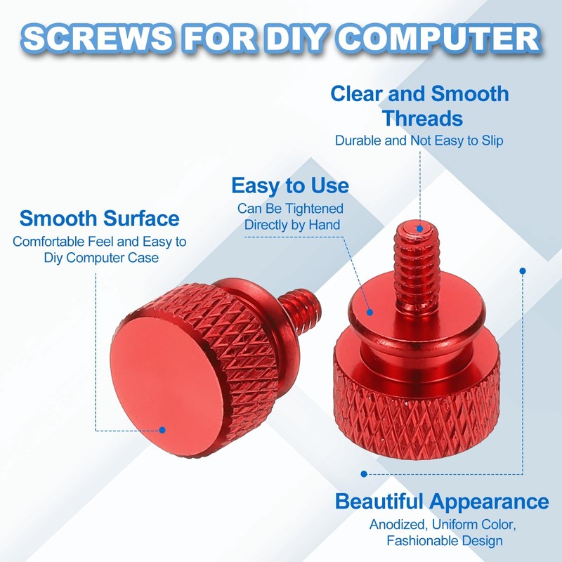 sourcing map 10 Pcs 6#32 Knurled Thumb Screw Computer Case