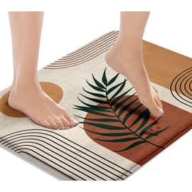 Britimes Boho Mid Century Bath Mat for Bathroom Bathroom Mats Rugs No Silp Geometric Abstract Washable Cover Floor Rug Carpets Floor Mat Bathroom Decorations 16x24 for Kitchen Bedroom