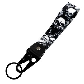 moxunmo Wristlet Keychain Lanyard for Keys Cool Short Lanyard Wrist Strap for Women Men Car Keys Wallet Phone Camera, Skull 2