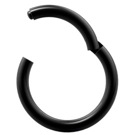 14g Black Clicker Ring Seamless Hinged Nose Hoop Septum Daith Conch Piercing Earring 10mm 3/8