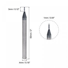 sourcing map Square Nose End Mill, 1mm Tip Dia Solid Carbide AlTiN Coated CNC Router Bits 2 Flute Spiral Milling Cutter HRC45 with 4mm Shank 50mm (2-inch) Length, 2pcs