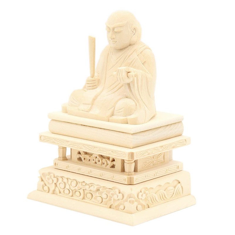 木彫 Buddha 日蓮 Saints 座像 2.0 Dimension 桧木 15131 