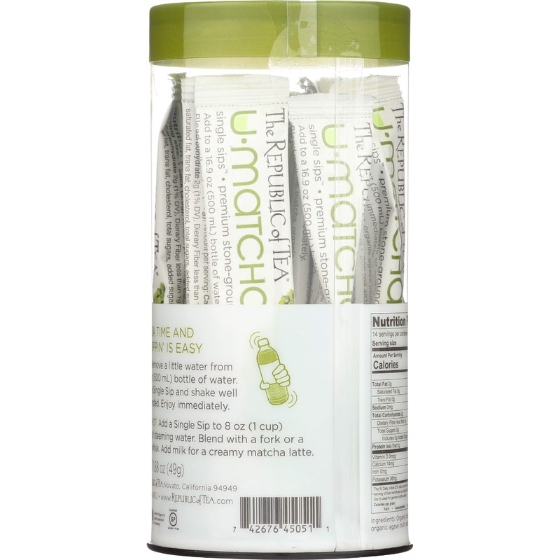 REPUBLIC OF TEA Organic Macha Single Sips Tea, 14 CT