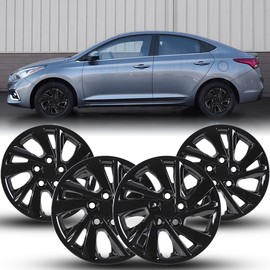 Winjet Hubcaps/Wheel Covers fits for Hyundai Elantra Sedan, 15 Inch Hubcaps Set of 4 for Hyundai Elantra Sedan 2017-2020 Heavy Duty Construction - [Only Fit Iron Hub - Steel Wheel] (Black Lacquer)