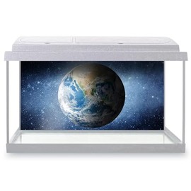 Aquarium Fish Tank Background 90x45 cm - Planet Earth & Galaxy Stars Static Cling Vinyl Vivarium Terrarium External Application #51736