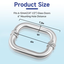 Lidajida 6'' C-Shaped Glass Shower Door Handle Back to Back Fits 1/4" to 1/2" Thickness Glass Shower Handle Replacement Shower Door Replacement Parts 304 Stainless Steel