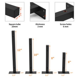 Floating Shelf Brackets 10 Inch, Heavy Duty Black Industrial Pipe Brackets Metal Wall Mounted with Screws & Anchors,Square Black Shelves Bracket for DIY Home Décor / Storage / Farmhouse, 6 Pack