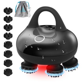 COMFIER Cordless Scalp Massager Hair Growth with 3 Kneading Modes, Waterproof Head Massager with 8 Claws for Deep Cleaning, Head Scratcher, Body Massager for Stress Relief (Black)