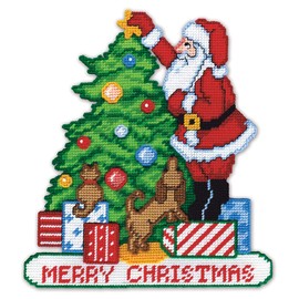 Design Works Crafts Santa Decorating Tree Plastic Canvas Kit