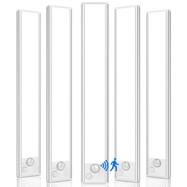 5-Pack Under Cabinet Lighting, Upgraded 2500mAh Rechargeable Under Cabinet Lights Wireless, LED Motion Sensor Light Indoor Closet Lights Under-Counter Light Fixtures for Kitchen, Hallway, 12in