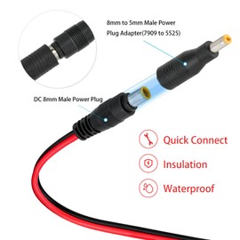 ELFCULB XT60i to DC 8mm Cable 14AWG 10FT Female to Male Solar Charger Cable with DC7909 to DC5525 Male Adapter, for Portable Power Station Solar Panel