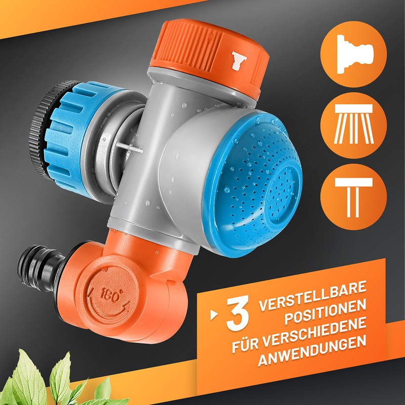 GRÜNTEK Flexible Tap Adapter with Rotatable and Tilting Hose Connection