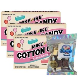 Mike and Ike Cotton Candy Flavored Chewy Candy – Soft, Sweet & Fruity Gluten-Free Snack - 4.25oz Theater Box – Pack of 3 with Freeze Dried Ice Cream Bites (Cotton Candy) Candy