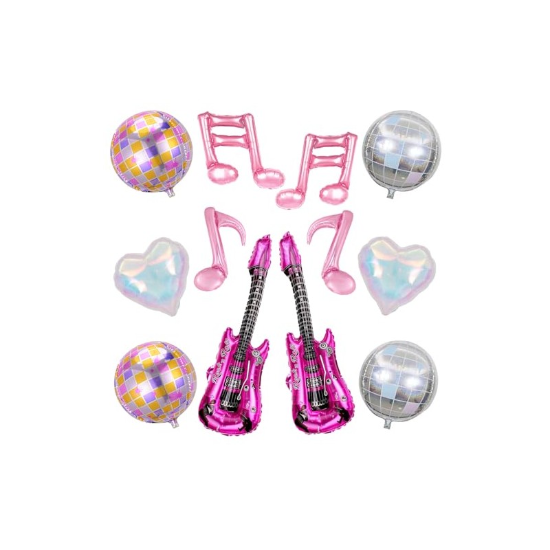 Yukiner Music Party Foil Balloons, 12pcs Disco Ball, Guitar, Musical