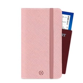 Celly Passportbp Passport Holder Travel Accessories Travel Accessories with Magnetic Closure and Pockets for Documents, Cards, Cash and Smartphone - Pink