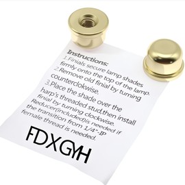 FDXGYH 1/4-27 Lamp Finials Caps 2 Pcs Solid Lamp Finials Caps Tapped of Tops for Lamp Shade Holder Harp(Gold)