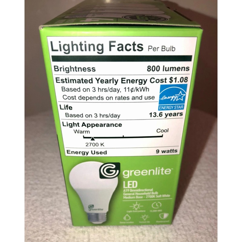 Greenlite greenlite 60w Non-Dimmable 9W LED 4-LIGHT BULB PACK 2700K