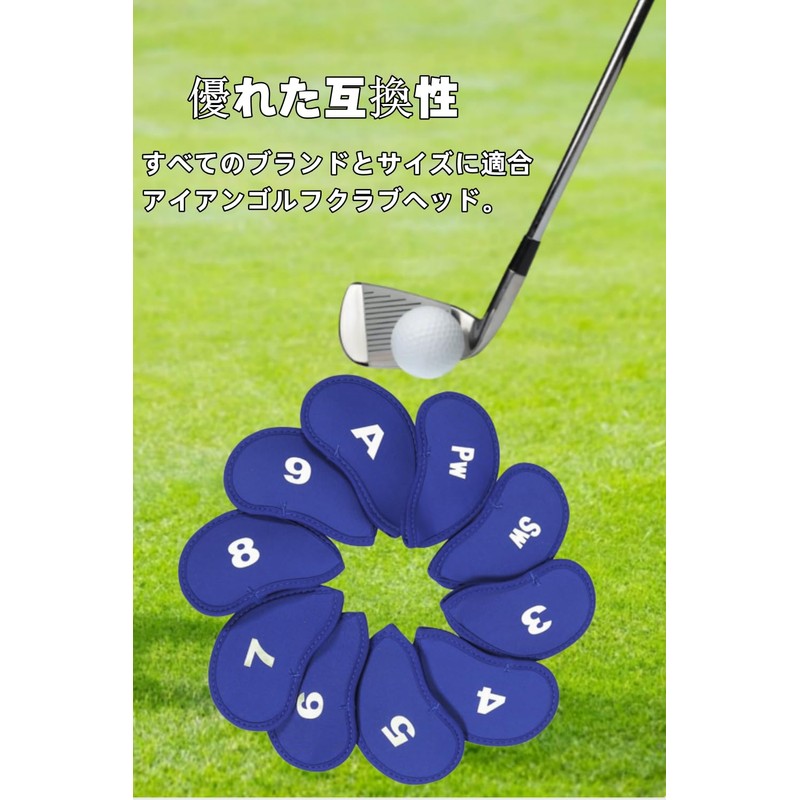 YFFSFDC Golf Iron Cover Head Cover 10-Piece Set (3-9, A,