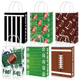 HOWAF Football Goodie Bags, 12pcs Football Gift Bags with Handle Football Party Decorations Gift Bags for Snacks Football Birthday Party Supplies Football Party Bags Treat Bags Football Candy Bags