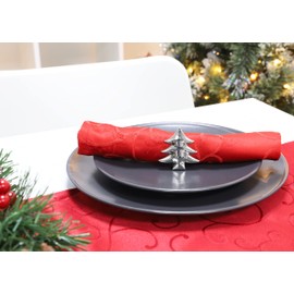 Christmas Concepts® Set of 4 Silver Napkin Rings – Luxury Christmas Serviette Holders – Table Settings (Tree)