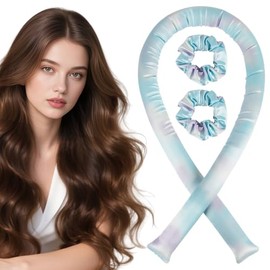 3 rulos sin calor, rizos de satén sin calor, juego de rizadores de pelo DIY para dar volumen, rizos sin calor para cabello largo y mediano (azul cian)