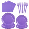 96PCS Lavender Paper Plates and Napkins, 24 Guest Light Purple