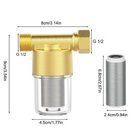1/2 Inch Water Filter for Tap, Ship Tank Water Filter, Water Prefilter, Water Filter Combination Sediment Filter, Suitable for Shower Heads, Water Heaters, Water Purifiers